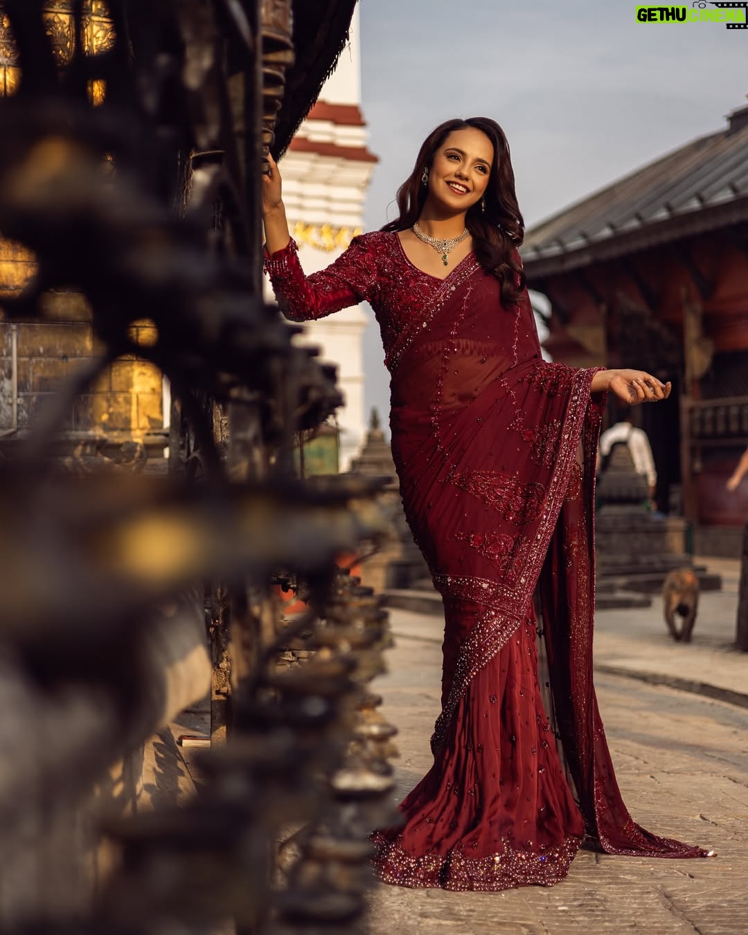 Simran Pant - 1.1K Likes - “Where heritage meets haute couture. Bold in wine, radiant in spirit.”
Muse @_simranpant 
Dress by @yasarbytenisha 
Mua @shhwetakju 
Hair @hairnmakeupby_pratima 
Jewelry partner @shagoonjewellers 
Visual team @uddibaba @neesphotography @_skdgin_ @jii_patrick