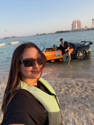 Sonakshi Sinha Instagram - From supercars on the F1 track to supercars on the water! One city, many thrills. Abu Dhabi has it all! ✨

@ymcofficial #YasMarinaCircuit @jetcarsuae 

@visitabudhabi #InAbuDhabi #AD