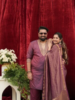 Sonal Monteiro Instagram - All mine ❤️🧿 @tharunsudhir 😘

Wearing @arulaa_by_rashmianooprao
Clicked by @vsphotography_official_

#sonalmonteiro #tharunsudhir #tharunsonaltakeok #anushreewedding