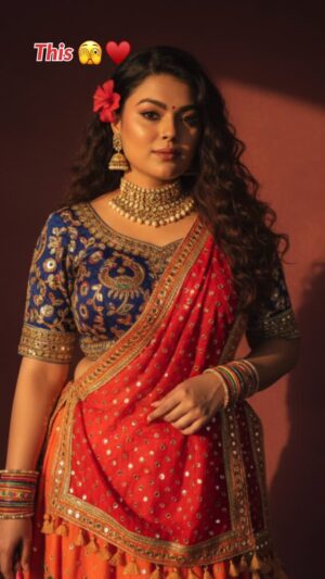 Sonali Singh Instagram - Which one is your favourite? 🤩
Prompt
Create a retro vintage grainy but bright image of the reference picture but draped in a perfect garba dress with silver oxidised jewelleries jewellery . Pinteresty aesthetic garba look. It must feel like a 90s movie. Dark brown wavy curly long hair with flower tuck in hair visibly into her curls and romanticising windy environment. The girl is standing against a garba function creating a mysterious and artistic atmosphere where the lighting is warm with golden tones of evoking a sunset or golden hour glow. The background is minimalist and slightly textured. The expression on her face is moody, calm yet happy and introspective. Keep facial features exactly same as uploaded image, do not change face even a bit. Please don’t change facial features and provide full image with Gujarati chaniya choli and Jaipuri jutti holding dandiya
.
.
#googlegemini❤️ #google #trending #garbalook
