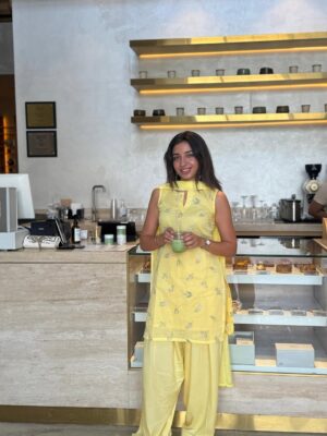 Sonam Pirani Instagram - Butter yellow farsi salwar suit goes with my matcha ā¤ļøā¤ļø
#butteryellow #sunset #matcha #farsisalwar #butter