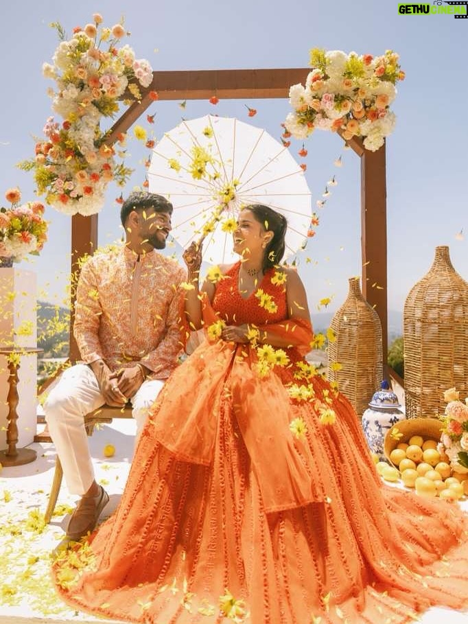 Sunaina Khera - 3 Likes - A bride who made her mehendi truly her own. She chose our custom word lehenga in orange with a 3D floral blouse and designed just for her. This one is extra special for us too, as it’s the first time we brought personalized words to life in Hindi. Couldn’t have asked for a more beautiful beginning to this idea.✨🧡

Bride: @xxaishwaryaxx
Groom: devalgupta
Photographer: @theblemishedtales
Planner: @apanacheaffair
Florals: @tbdsandiego
HMU: @bridesbyroupak