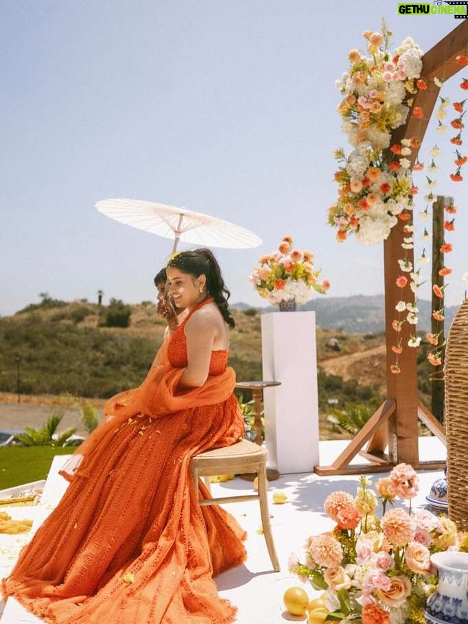 Sunaina Khera - 3 Likes - A bride who made her mehendi truly her own. She chose our custom word lehenga in orange with a 3D floral blouse and designed just for her. This one is extra special for us too, as it’s the first time we brought personalized words to life in Hindi. Couldn’t have asked for a more beautiful beginning to this idea.✨🧡

Bride: @xxaishwaryaxx
Groom: devalgupta
Photographer: @theblemishedtales
Planner: @apanacheaffair
Florals: @tbdsandiego
HMU: @bridesbyroupak
