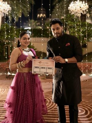 Sunaina Khera Instagram - Directly from the sets of Madhaniyan, Neeru Bajwa in our pink 3D flower lehenga🥹🩷