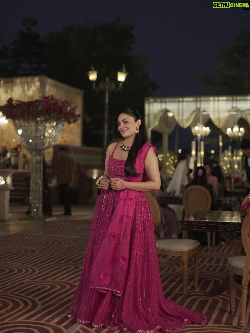 Sunaina Khera - 3.5K Likes - Directly from the sets of Madhaniyan, Neeru Bajwa in our pink 3D flower lehenga🥹🩷
