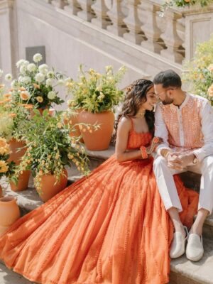 Sunaina Khera Instagram - Ravina, a Sunaina Khera bride🍊🧡
Photographed by @amritphotography ✨