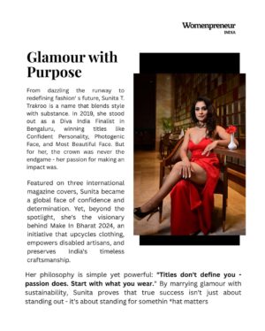 Sunita Trakroo Instagram - Sunita Trakroo, Diva Finalist India 2019 and face of multiple international magazines, is proving that true beauty lies in purpose.
As founder of #MakeInBharat2024, Sunita is on a mission to combat textile pollution by upcycling fabrics into timeless, sustainable outfits. Her initiative not only preserves India’s rich craftsmanship but also empowers disabled individuals, promoting inclusivity in the fashion industry.
Recognised globally, she stands as a voice for eco-conscious living, proving that style and sustainability can go hand in hand. From promoting slow fashion to inspiring individual action, she’s building a greener, fairer future for the next generation.
#SunitaTrakroo #MakeInBharat2024 #SustainableFashionIndia #textileupcycling #womeninbusiness #womeninfashion #fashionwithpurpose #ecofriendlyclothing #inclusivefashion #womenentrepreneursindia #indiancraftsmanship #greenfashionrevolution #womenpreneurindia