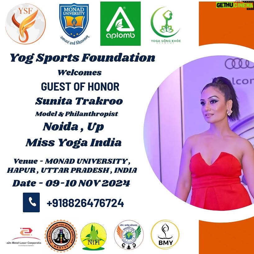 Sunita Trakroo - 3 Likes - Thank you @monaduniversity & @yog_sports_foundation_india for inviting me 🙏

Looking forward for this invitation and grateful from my heart🙏

#monaduniversity #noida #yogsports #instagood #instagram #yogapractice #yogapractise