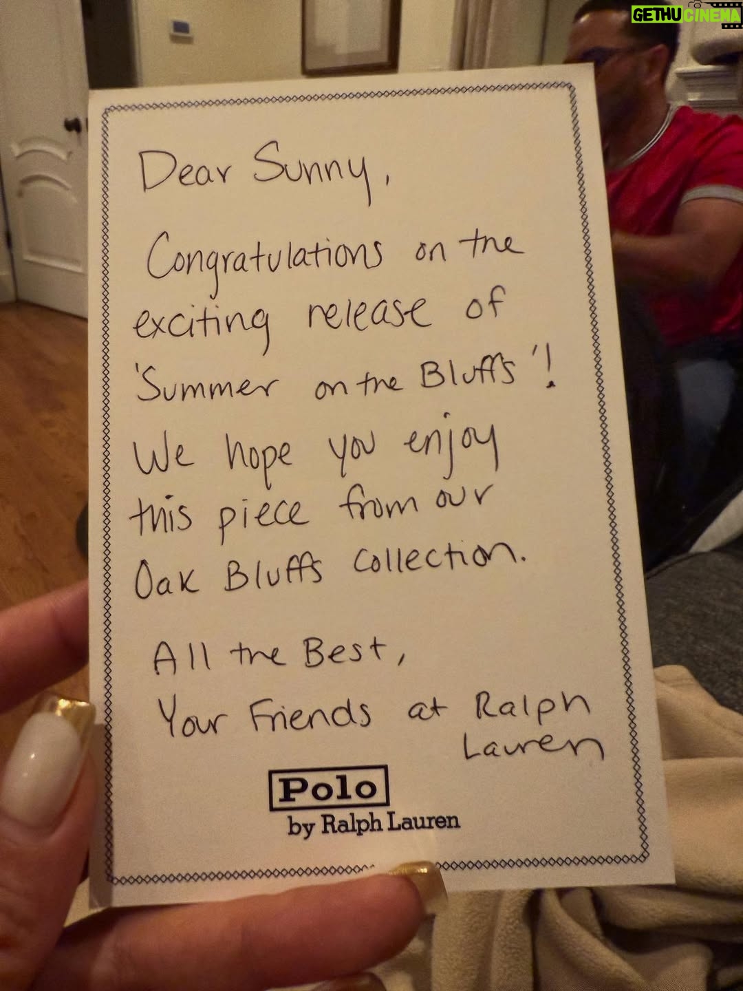 Sunny Hostin - 10.9K Likes - Thank you to my friends @ralphlauren for honoring my happy place Martha's Vineyard with an amazing collection and highlighting my book Summer on the Bluffs. The collection is 🔥.