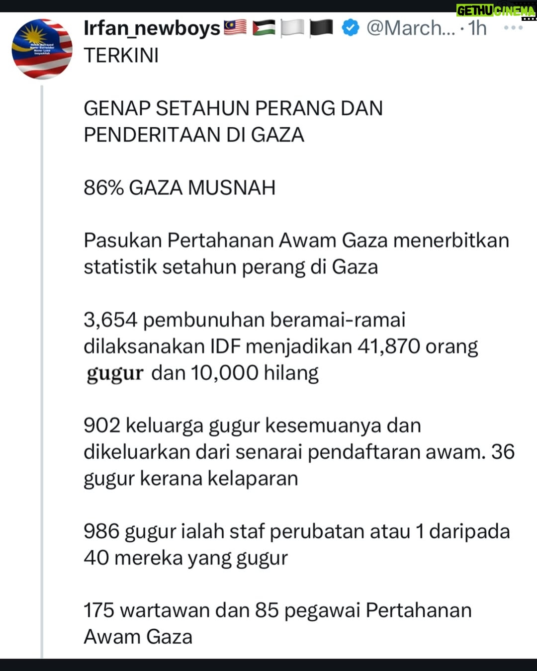 Sweet Qismina - 28.7K Likes - Sudah 365hari. 
Jangan pernah lupa mereka 🇵🇸
Lupa sehari, bangkit semula.
#SalamDariMalaysia