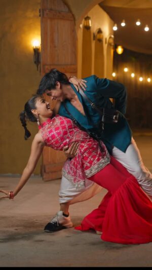 Tanvi Rao Instagram - 🕺💃 caption this for us !!! @rakshitha__official 

#kishenbilagali #dance #kannada #kannadaactress #fashion #dancer #puneetrajkumar #kannadigaru 

Shot by - @manugowda_foto @theshirestudioblr 
Thank you - @_sadhwin.shetty_
Outfit : 
Kishen - by @kishenbilagali 
Tanvi -  By @viha.alankar