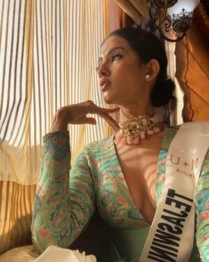 Tejaswini Shrivastava Instagram - Embracing cultural vibes in this stunning ethnic jumpsuit ✨
Feeling bold, beautiful, and connected to traditions. 

Wearing : @isshrabyishwari 
neck Choker by : @ranisabangles 

@missuniverseindiaorg @glamanandsupermodelindia @beautyhigh.in . #missuniverseindia2024