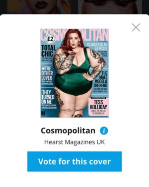 Tess Holliday Instagram - My @cosmopolitanuk cover has been nominated for Cover of the Year 🎉 This is the second time a cover I’ve been on has been nominated for cover of the year, yet the industry still tries to act like that fat bodies don’t deserve a place in fashion / mainstream media. I feel like we’re finally getting recognition tho, I mean @lizzobeeating on V Mag, no words 🔥💅🏽 We ain’t going no where, so get used to it. Link is in my bio to vote for my cover 🥰 Love you @farrahstorr & the team at Cosmo UK for not being afraid to take be bold! ✌🏻#effyourbeautystandards #ppaawards