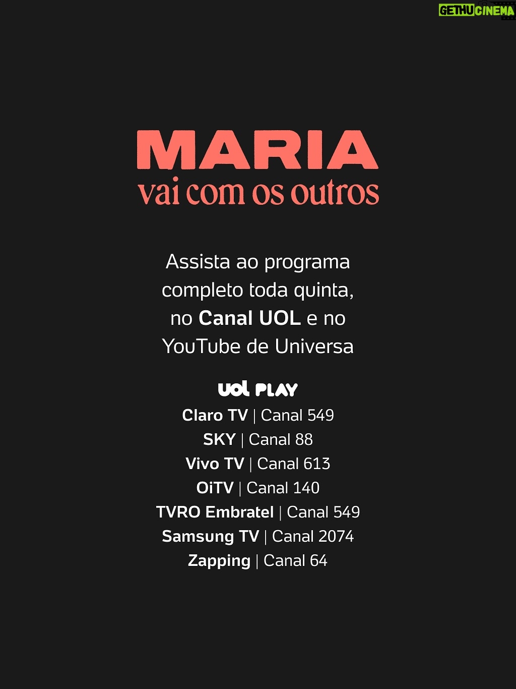 Thalma de Freitas - 4.2K Likes - @mariaaribeiro foi com @thalma em um papo musical, leve e delicioso. Está imperdível!

Novos episódios de #MariaVaiComOutros estreiam toda quinta, às 22h, no Canal UOL ou no YT de Universa.

#MVCOOT5 #MariaVaiComOutros5T #Universa_UOL #CanalUOL #MariaRibeiro #ThalmaDeFreitas