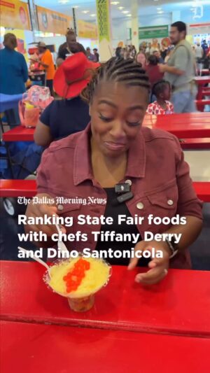 Tiffany Derry Instagram - Drum roll please... 🥁

Our food team headed to opening day of the State Fair of Texas again this year to rank the Big Tex Choice Awards finalists and winners. This year, they brought along two guest judges: Tiffany Derry, local chef, restaurant owner and Master Chef judge, and Dino Santonicola, chef and owner of Partenope Ristorante. 🧑‍🍳

@mastercheftd and @dino.santonicola tasted, chewed and sipped their way through the fairgrounds, and two dishes stood out (watch ‘til the end to find out). 👀

Pause the video to get a look at what makes up each dish, or head to the link in our bio for our judge’s full rankings.

(🎥: Carmina Tiscareño / Audience Journalist)