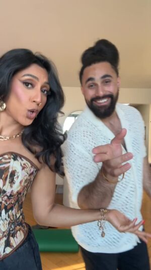 Tushita Shrivastav Instagram - who was more excited to film this 🤓
corset top: @amazon
black cargo pants: @amazon
his shirt: @mango