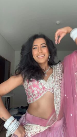 Tushita Shrivastav Instagram - my fav lehenga i’ve probably put on 🌸
outfit from @lashkaraa
jewelry from @indiatrend
pre transition fit
tank top: @gymshark
shorts: @gymshark