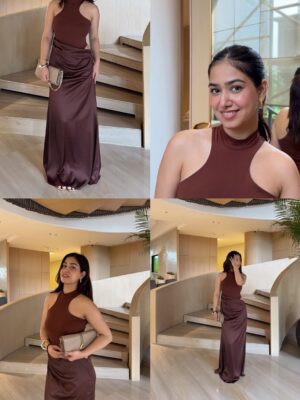 Vaishali Attri Instagram - main character… 🤎

Dress- @elleivry_ 
#ootd #outfitinspo #hotandchic #sillouette #datenight