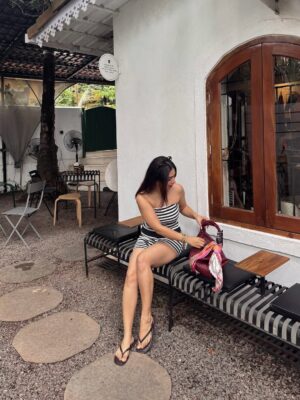 Vaishali Attri Instagram - Hey 🖤🤍 

Outfit @savana 💫

#stripedset #coordset #savana #cafehopin #goa #vacation