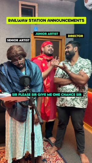 Vikkals Vikram Instagram - Railway station announcements be like… 
#vikkals #recordingreel
