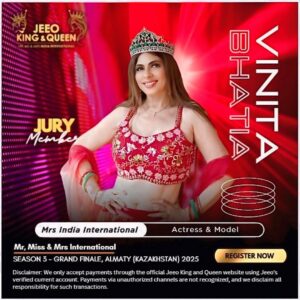 Vinita Bhatia Instagram - Extremely honoured and elated to be invited as jury for this magnificent world level international event
@jeeokingandqueenofficial
Miss , Mr and Mrs International 25 season 3
This is a huge contest with topmost groomers of the industry like Liza Varma who has trained Miss universe, Miss India right from Sushmita Sen, Aishwarya Rai to Manushree chillar .. So you get that level of grooming and exposure..
Extremely thankful to organisers @sukanyagupta13 for the kind invite 😊
Auditions at #Delhi,#Mumbai #bangalore#kolkata#dubai #usa
Finale Location Almaty Kazakhstan
Date June 2025
Registration open for participation..
Dm for details
#beauty #paegent #actor #model#mrsindia#jury #beautiful#explore#viral #instagood #instagram #photooftheday#dubai #kazakistan #mumbai #nagpur#international nal