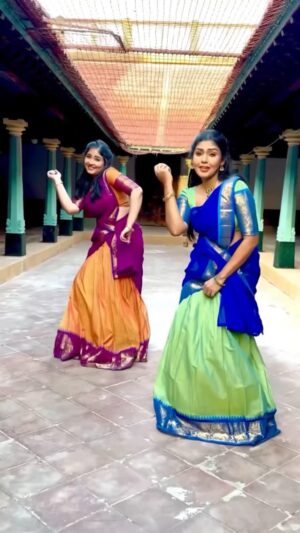 sathya sai krishnan Instagram - Even halfsaree  gives confidence to dance🤞🏻

#halfsaree #pandianstores #vijaytv #arasi #meena #chettinad #chettinadcottonsaree #viral #insta #traditional #reels #trending #makeup #hairstyle #indianethnicwear #indianbrides #saree #ps2 #dance #actress #tamil #bigboss #tv