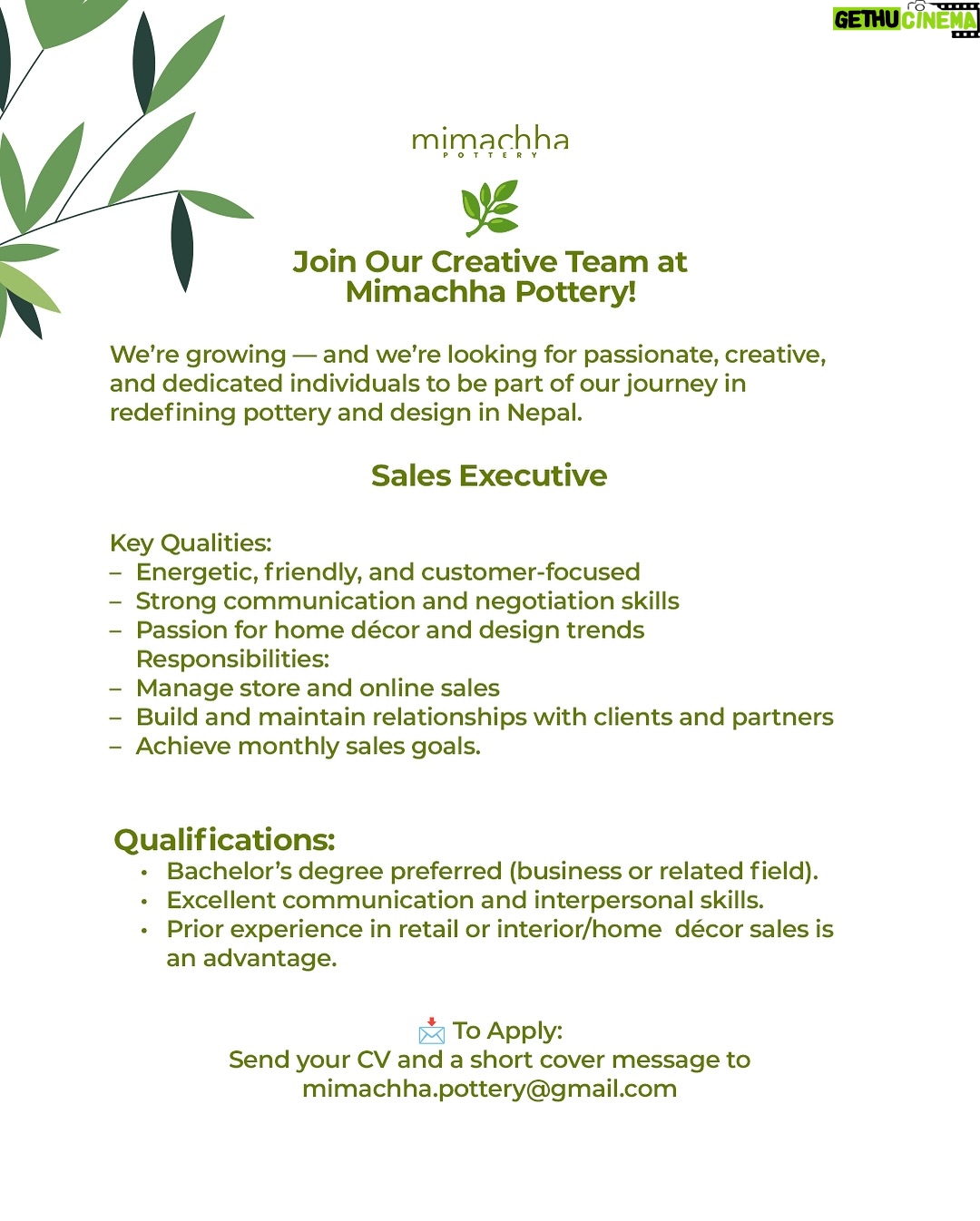 Alisha Rai - 68 Likes - Calling all creative minds! Join the Mimachha Pottery team today! #mimachhapottery #mimachha #kathmandu
