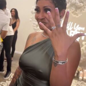Brittney Bee Starr Williams Instagram - Just want to say thank you for all the love the comments , my friends, my family ☺️☺️ I’m still in shock ❤️❤️💍💍 #engaged  shop @eleven22_online