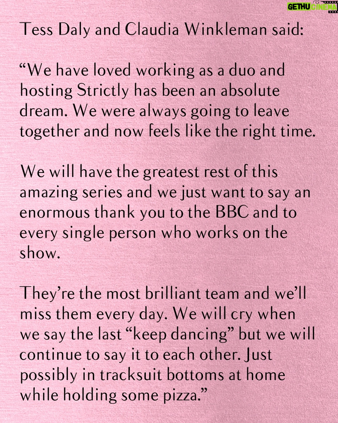 Claudia Winkleman - 121K Likes - Tess and Claudia, you’ll always be our favourite couple ❤️ Thank you for being our incredible hosts. All our love, your #Strictly family ✨
