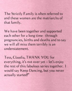 Claudia Winkleman Instagram - Tess and Claudia, you’ll always be our favourite couple ❤️ Thank you for being our incredible hosts. All our love, your #Strictly family ✨