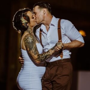 Dori Prange Instagram - I was going to post a compilation of pictures from our first year of marriage but I looked through my camera roll and realized it’s about 97% pictures of our kid and 3% screenshots of stuff we talk shit about. So I chose one of my favorites from our wedding day. I love you @theangeloparker. Thank you for making me your wife. Happy Anniversary!