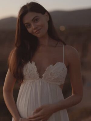 Emily Canham Instagram - I’m quite simply over the moon to share that we have a baby on the way 🥹😌😌 I’ve never been more excited for a chapter in my life. Family means so much to me and I still can’t believe I get to start one of my own with my fiancé(!!). Feeling overwhelmingly grateful and honestly just crazy excited to be a mom🥹🥹

📷 @jkinphotos 
Dress @zimmermann