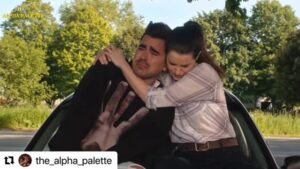 Emily Hampshire Instagram - @the_alpha_palette thanks for making me 😭😭😭 on my lunch break with this edit. #schittscreek #friendship goals