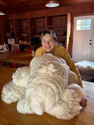 Isabella Rossellini Instagram - Driving my sheep Toto and Peppe ( photo #1)to pastor Claire Repsholdt of the Luther Church of Our Savior in Patchogue ( photo#2) for blessing of animals on St Francis day. . Photo#3 the quantity of wool Toto and Pepe produce in one year ! Their wool a blessing too @mamafarm