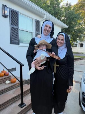 Jane Lynch Instagram - My name sake’s first Halloween. She’s Maria and Mom and Dad are nuns.