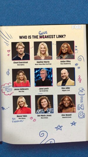 Jane Lynch Instagram - I’d be voted “Most Likely to Freak Out” over this reunion. 🫨

Watch the Glee homecoming tonight on #WeakestLinkFOX at 9/8c and streaming next day on @hulu!