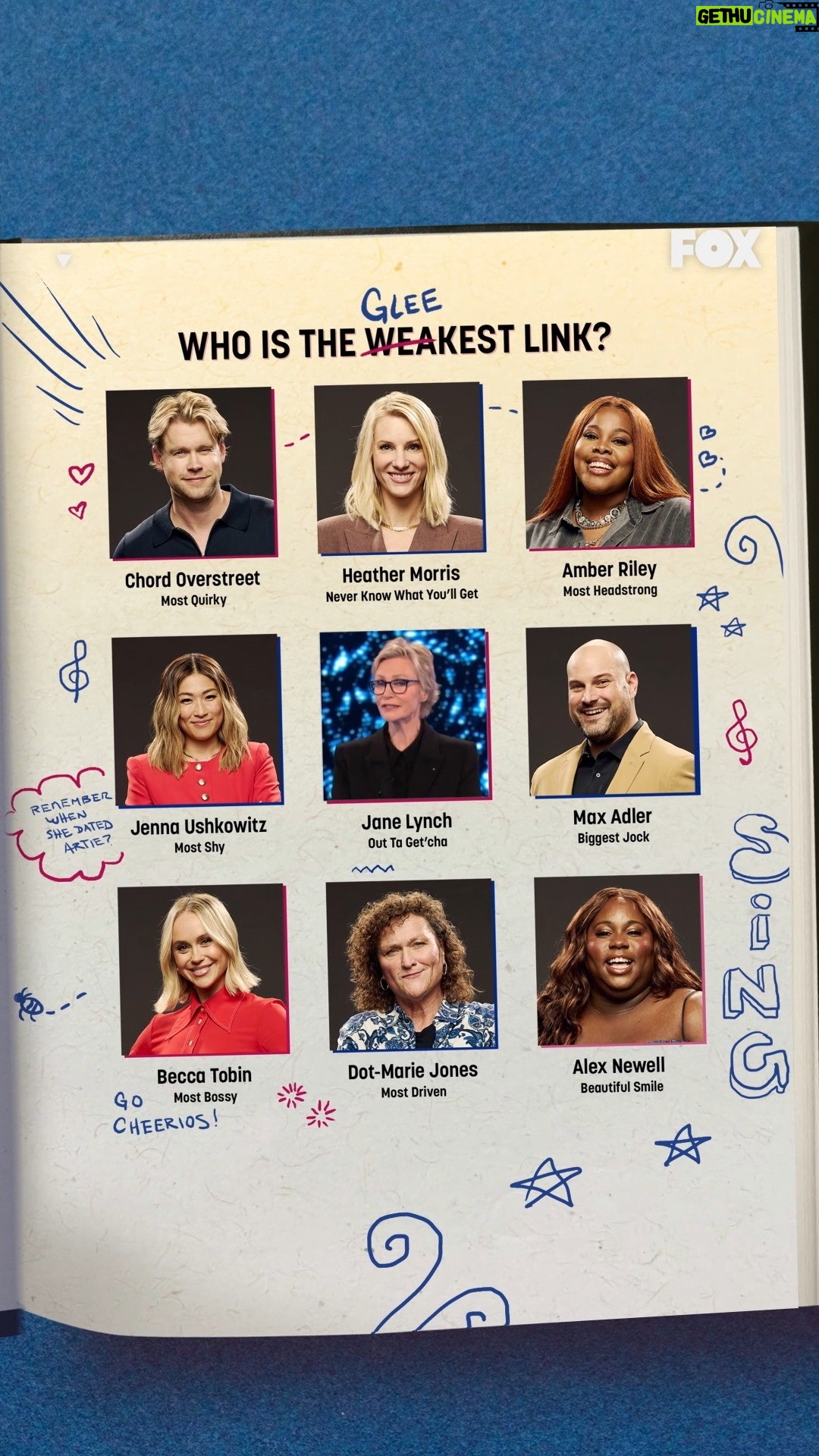 Jane Lynch - 5.1K Likes - I’d be voted “Most Likely to Freak Out” over this reunion. 🫨

Watch the Glee homecoming tonight on #WeakestLinkFOX at 9/8c and streaming next day on @hulu!