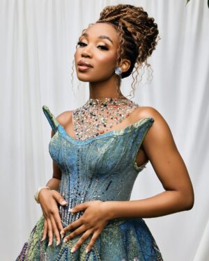 Khosi Ngema Instagram - Super grateful and absolutely humbled by your reception of MEET THE KHUMALOS!🥹❤️‍🔥
Thank you all for streaming and streaming again in some cases haha! Sending all my love back at you!🥰

Dress by: @sistas_felas 
Styled by: @leroy_koopman 
Makeup by: @diva_cadach