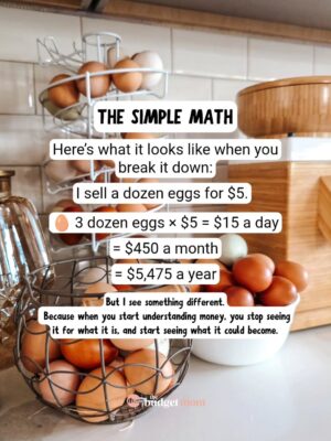 Kumiko Love Instagram - @thebudgetmom
It’s not about the eggs.
It’s about how you see money.

Most people look at $15 and think, “That’s not much.”
Then they spend it on an impulse buy they’ll forget tomorrow.

Wealth builders think differently.

They look at that same $15 and see what it could become — an opportunity to grow, invest, and build something lasting.

Because wealth isn’t built by doing extraordinary things once — it’s built by doing small, ordinary things consistently.

So the next time you catch yourself saying,
“It’s just $15,”
ask yourself:
What could it be instead?

If you liked this post, please comment or share so @thebudgetmom keeps showing up in your feed.❤️