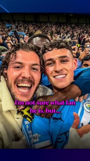 Laura Woods Instagram - Phil Foden, man of the people…Even those with a half and half scarf 🤣😭🧣