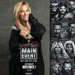 Lilián García Instagram - 💥 TONIGHT!!!!
💥 FOUR HUGE Championship matches!
💥 @wwe Saturday Night’s Main Event
💥 LIVE from Salt Lake City, Utah
💥 @peacock
What an honor to announce these matches!!
LET’S DO THIS!!! 🔥🔥🔥🔥🔥
.
.
#ringannouncer #singer #wwe #wwesnme