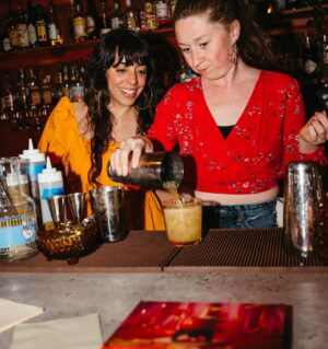 Mamrie Hart Instagram - We didn’t just kick off this tour. We gave it a round house to the teeth! 🍹 Perfect night of cocktails and laughs and THIS SKIRT to celebrate ALL I THINK ABOUT IS FOOD. ✨ 

HUGEST thanks to @rouxportland for putting this whole shindig together. I love y’all 😭 Thank you to my fav bar in Portland @dearsandypdx for hosting! @katesicecream for serving perfect scoops 🍨 And @goldfinchcollective for being so CHARMing and @braaschley for being a booze goddess 

📸 All photos by genius @yeticorn_