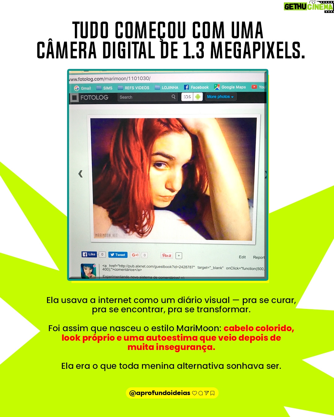 MariMoon - 3.3K Likes - 🌟 Antes das redes sociais, do YouTube e do Instagram… já existia @marimoon.

Ela foi a primeira digital influencer do Brasil, quando isso nem tinha nome ainda.

Rainha da MTV, ícone alternativo, inspiração pra toda uma geração.
Mas por trás do cabelo colorido e da pose confiante, existia uma jovem enfrentando ansiedade, burnout e o colapso da emissora que a lançou.

Hoje, ela abre o jogo no Aprofundamos e essa conversa é tudo que você precisava ouvir.

🚨 Assista agora no YouTube. Link na bio.

#entrevista #documentário #mtv #anos2000 #nostalgia