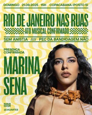 Maria Gadú Instagram - Mais nomes de peso da música brasileira confirmados domingo! @mariagadu, @amarinasena e @osgarotin também estarão presentes. Fiquem atentos nas nossas redes para mais informações.
#pecdabandidagemnão #semanistia