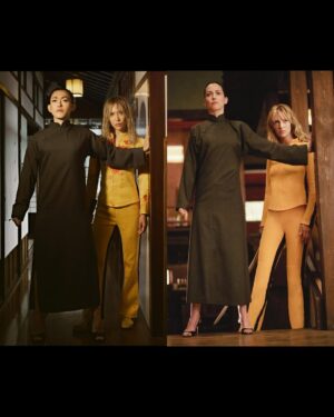 Molly Chiang Instagram - Molly Halloween 2025 Kill Bill❤️‍🔥🖤🎃

For the photos, I actually handpicked all the original movie stills first, then we recreated every single one from scratch.🙂‍↕️😆😂

Which shot is your favorite? 🎬💛
-
莫莉萬聖節2025 《追殺比爾》平面照來了！！！🙌🏾🎃

今年最愛的一張
就是第三張🤣🤣🤣
烏瑪舒曼跟劉玉玲在片場的這張腦袋開花擁抱花絮照😂
必須跟阿翰拍一張吧！！！

平面照片也是我先找好所有原版電影的劇照
然後我們全部照著劇照翻拍

你們最愛哪一張？
