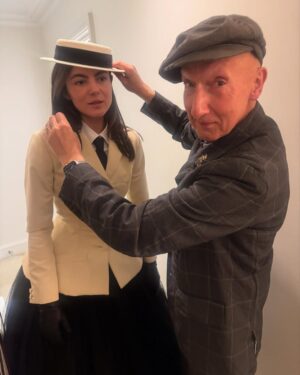 Monica Barbaro Instagram - bts from a week ago! staircases, iced coffees and corsets… truly takes a village (or staircase full) of people to pull these things off… and this isn’t even close to everyone who was involved…