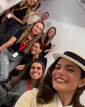 Monica Barbaro Instagram - bts from a week ago! staircases, iced coffees and corsets… truly takes a village (or staircase full) of people to pull these things off… and this isn’t even close to everyone who was involved…