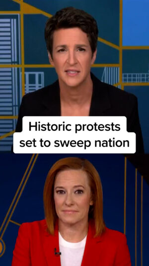 Rachel Maddow Instagram - As historic protests are set to sweep the nation on Saturday, Oct. 18, Rachel Maddow discusses with Jen Psaki how these demonstrations show President Donald Trump that Americans don’t approve of what his administration is doing.