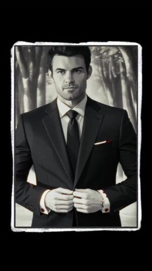 Riley Voelkel Instagram - a tie. a pocket square. and the unmistakable silhouette of a legend. 
we’ve teamed up with daniel gillies to create something timeless. refined. and just a little dangerous.
more from the riley x daniel collab is on its way… 🩸

we’ll say no more (for now). think you can piece together what’s coming?
drop your predictions — and your favorite elijah quote — below.

#lovecoven #danielgillies #alwaysandforever