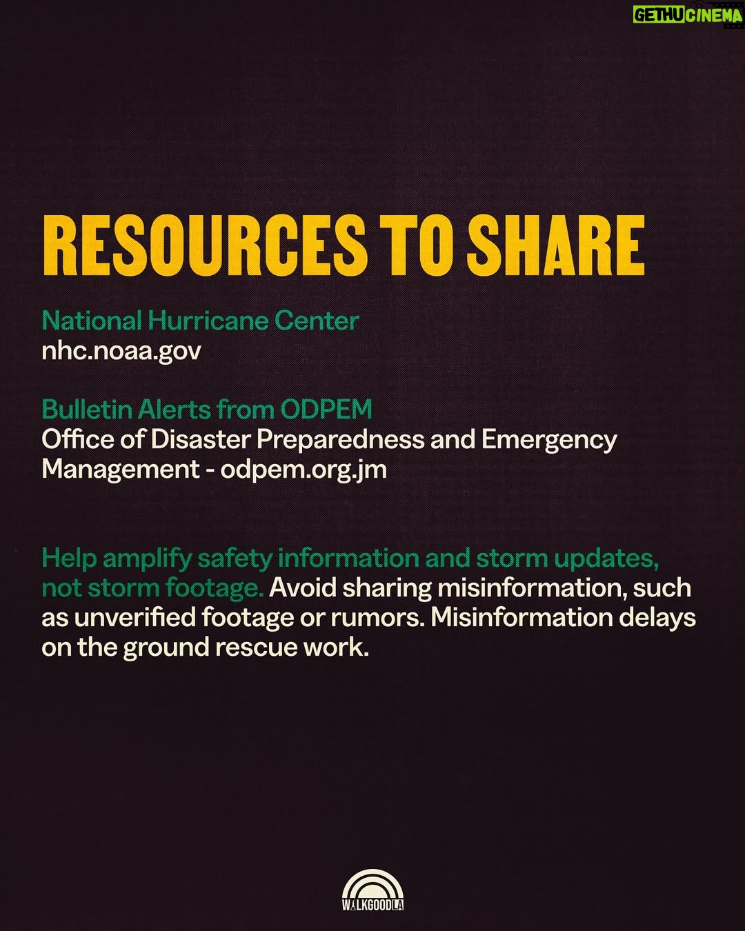Sheryl Lee Ralph - 104.3K Likes - It’s all hands on deck. Here is how you can help the people of Jamaica. 

Recorded as the strongest ever storm to hit the Caribbean, Hurricane Melissa has made landfall in Jamaica - it will be bringing catastrophic damage to its communities and we must act together. 

Slide 3: Immediate actions to take 
Slide 4: Where to Donate to make maximum impact 
Slide 5: Resources to share widely 

GO TO bio.site/walkgoodjamaica or @walkgoodla link in bio for all resource and donate links compiled so far. Please comment with additional resources and reputable orgs to add. 

This isn’t just a natural disaster, this is also an example of a climate justice issue. Climate change only deepens inequity and it’s critical that we act to invest in our future, not destroy it. 

The most immediate way you can support is to donate. Cash flow will be the most efficient way to support communities, as access to land will become challenging in the days to follow. Post-storm recovery efforts will take sustained effort from all of us. 

If you didn’t know, WalkGood is a Jamaican phrase meaning to take care and wish another well in their journey. If you know someone in Jamaica make sure to tell them to WalkGood. 

#hurricanemelissa #hurricanemelissajamaica #jamaica #disasterrelief #community